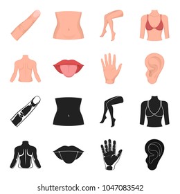Back of the person, mouth, hand, ear. Part of the body set collection icons in black,cartoon style vector symbol stock illustration web.