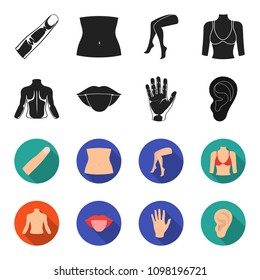 Back of the person, mouth, hand, ear. Part of the body set collection icons in black,flet style vector symbol stock illustration web.