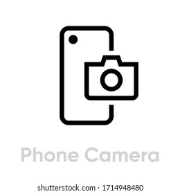 Back Phone Camera icon. Editable line vector. Element digital camera and modern device. Single pictogram.