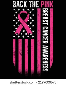  Back The Pink American Flag Breast Cancer t-shirt design.