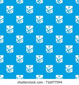 Back pocket patch pattern repeat seamless in blue color for any design. Vector geometric illustration