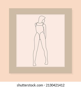 Back portrait illustration continuous line art hand drawing