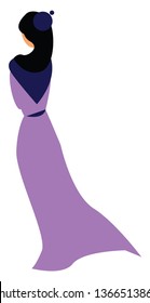 Back portrait of a young girl vector or color illustration