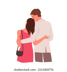 Posición posterior de dulce abrazo a la pareja de adolescentes. Romántico y encantador momento de relación, pasando bello tiempo juntos, el cariño de la pareja ilustración vectorial