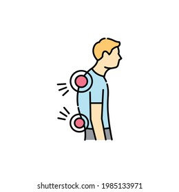 Back and posture problems. сolor line icon. Computer-induced medical problem. Pictogram for web page, mobile app, promo. UI UX GUI design element. Editable stroke.
