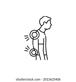 Back and posture problems. olor line icon. Computer-induced medical problem. Pictogram for web page, mobile app, promo.