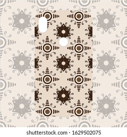The back protective design of the smart phone with batik flower motif in brown color