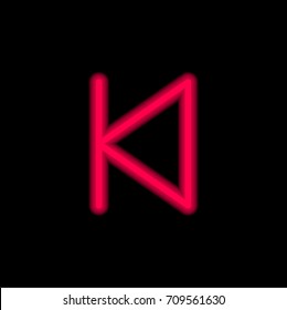 Back red glowing neon ui ux icon. Glowing sign logo vector
