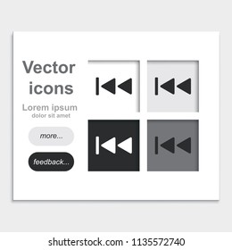 Back rewind button placed on web page template flat vector icon. Media player control sign.