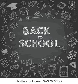 Back to scholl chalk doodles. Education elements clip-art for design
