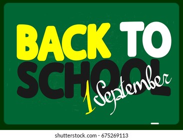 Back to school, 1 September greeting card, poster design template, vector illustration