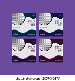 Back to School 2030 , School Admission Banner Templet Design Social Media Post, Vector, illustration.