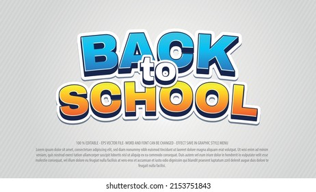 Back to school 3d bold style editable text effect use for logo and business brand