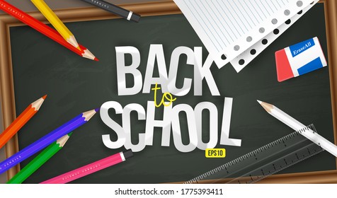 Back to school 3d cute realistic illustration banner editable vector template