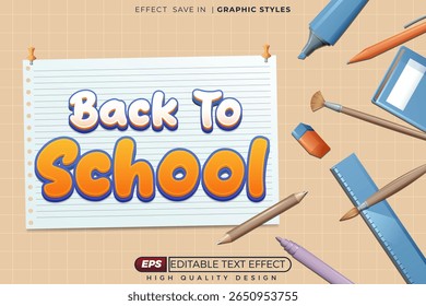 Back to school 3d editable text effect template