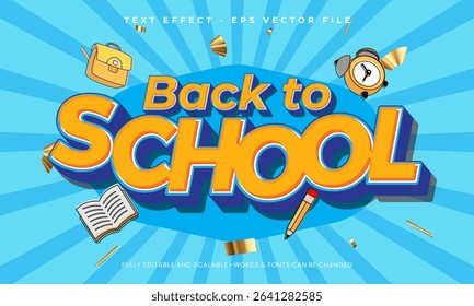 Back to school 3d style banner text effect