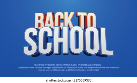 Back to school 3d style editable text effect 