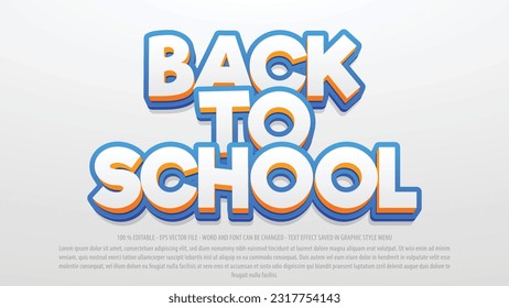 Back to school 3d style editable text effect template