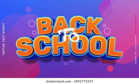 Efecto de texto de estilo 3d de regreso a la escuela