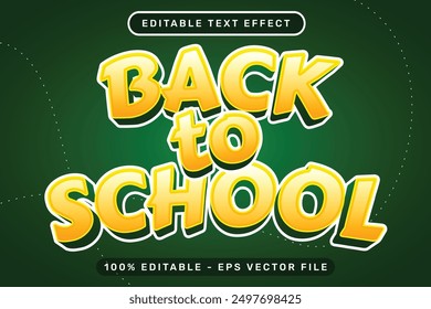 back to school 3d text effect and editable text effect with blackboard background