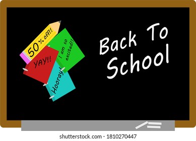 Un cartel de vuelta a la escuela con un 50% de descuento