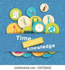 back to school abstract background of flat icons orange concept. Vector illustration design