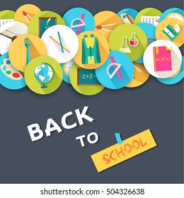 back to school abstract background of flat icons notebook concept. Vector illustration design