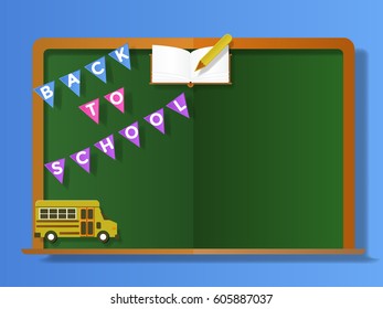 Back to school abstract background. Paper cut style.