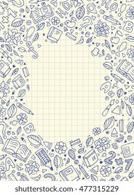 Back to school abstract background. Vector illustration. Set collection. Creative education concept for cards, tickets, branding, logo, label. Kids, children drawing. Web and mobile interface template
