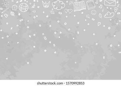 Back to school. Abstract blackboard. Background with school supplies. Elements are drawn in a linear style