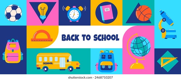 Back to school. Abstract geometric modern design. Vector illustration for poster and flyer