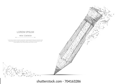 Back to School. Abstract mash line and point pancil on background with an inscription. Starry sky or space, consisting of stars and the universe. Vector education illustration.