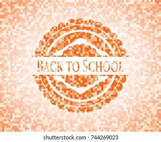 Back to School abstract orange mosaic emblem