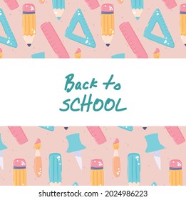 back to school accessories cartoon card