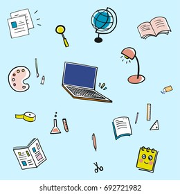Back school accessories doodle