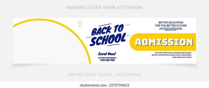 back to school admission banner template. photo space.