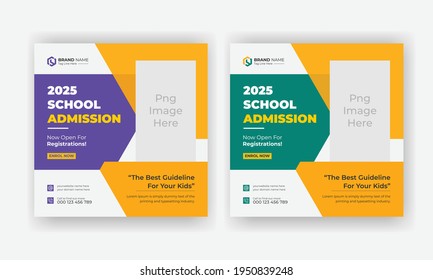 Back to School admission by social media post banner template Design. Kids School social media banner, School Students Admission social media post.