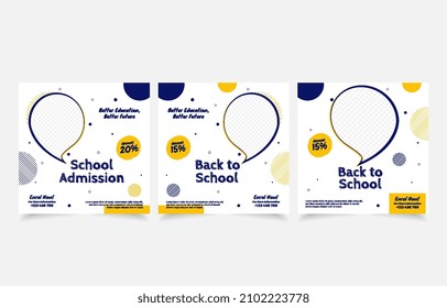 Back to School admission by social media post banner template Design. Kids School social media banner, School Students Admission social media post. 