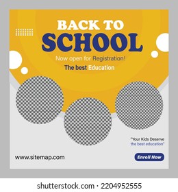 Back to School admission by social media post banner template Design. Kids School social media banner, School Students Admission social media post.