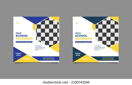 De vuelta a la escuela editable diseño de plantillas de banner cuadrado mínimo de medios sociales..eps