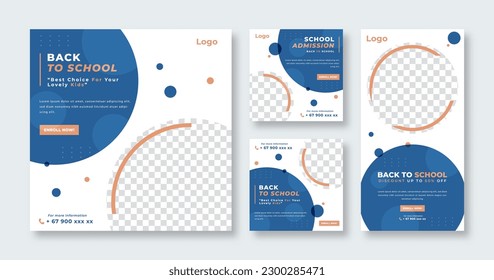 Back to School Admission or Education Social Media Post for Online Marketing Promotion Banner, Story and Web Internet Ads Flyer