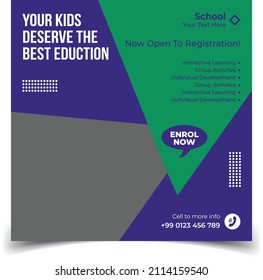 Back to school or school admission educational social media post design Vector Templates