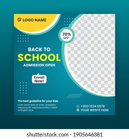 back to school Admission going on Social media post banner layout for college and kids