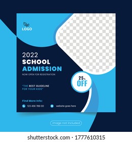 Back to school admission marketing social media post or square flyer template