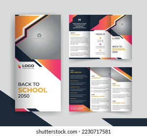 Back to school admission modern kids education trifold template - Shutterstock ID 2230717581