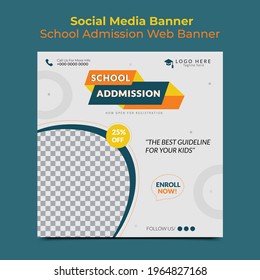 Back To School Admission Open  Social Media Post Web Banner Template