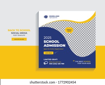 Back To School Admission Promotion Social Media Post Banner Template