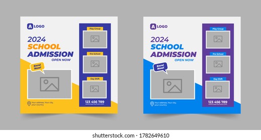 Back to school admission promotion social media post banner template, Best discount offer social media post