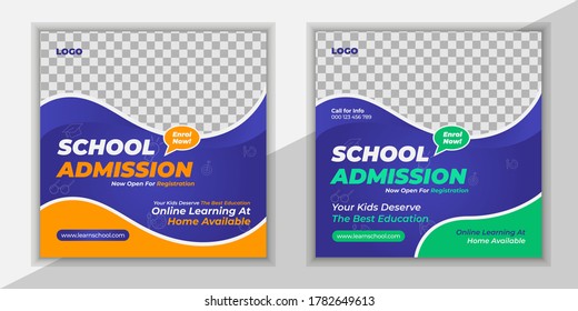 Back to school admission promotion social media post banner template, Best discount offer social media post