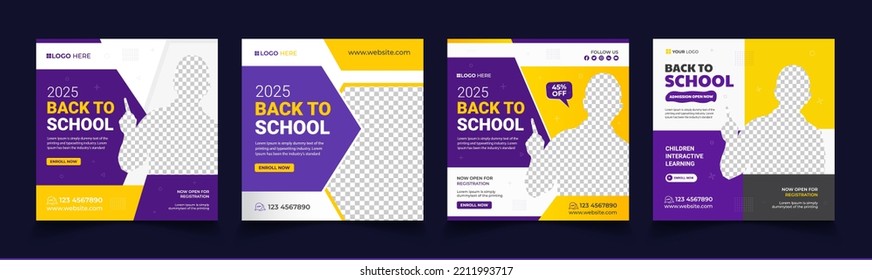 Back to school admission promotion social media post banner template